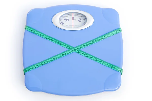 Weight scale wrapped with a tape,clipping path included — Stock Photo, Image