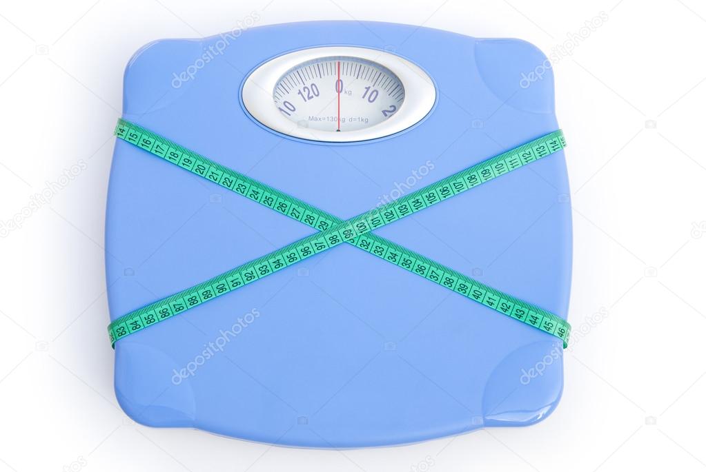 weight scale wrapped with a tape,clipping path included