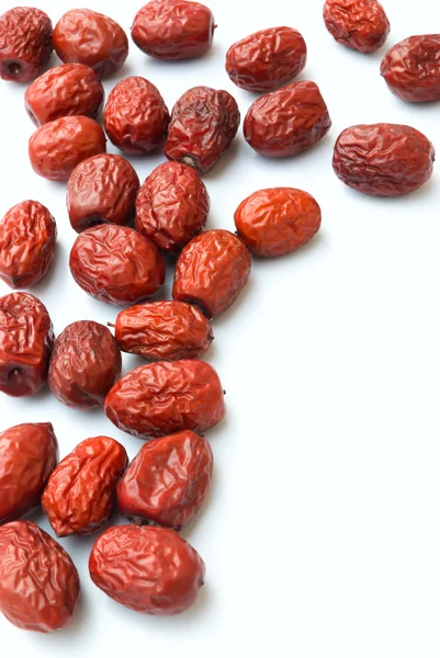 Lots of dried jujube on white background — Stock Photo, Image