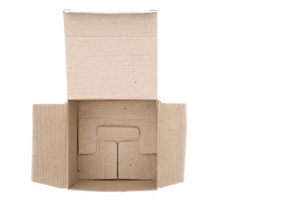 Bovenaanzicht lege witte doos met uitknippad — Stockfoto