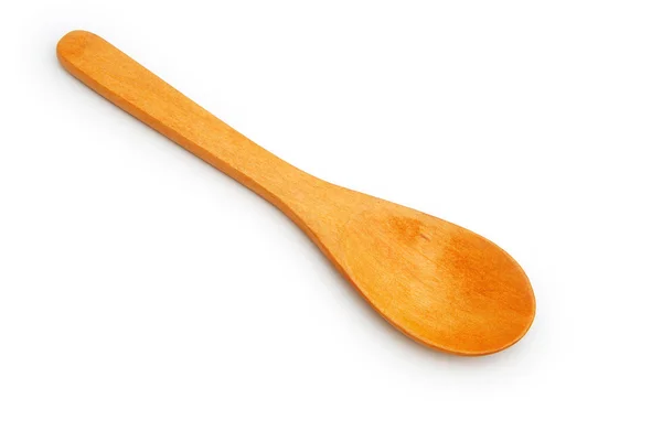 Top view wooden spoon on white background — Stock Photo, Image