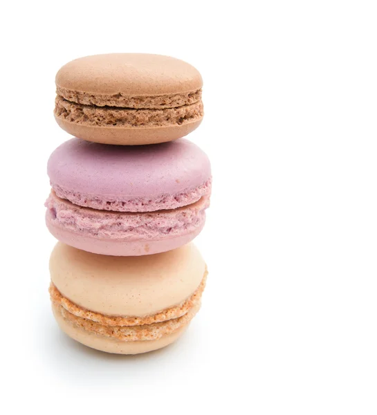 Three macaroons stack up with clipping path — Stock Photo, Image