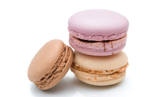 Three macaroons on white with clipping path — Stock Photo, Image