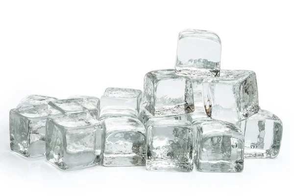 Many ice cubes on white with clipping path — Stock Photo, Image