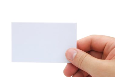 kırpma yolu ile boş kartvizit tutan el