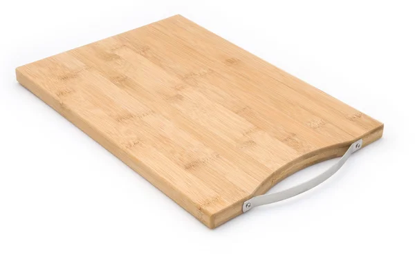 Tabla de cortar de madera vista lateral en blanco con camino de recorte —  Fotos de Stock