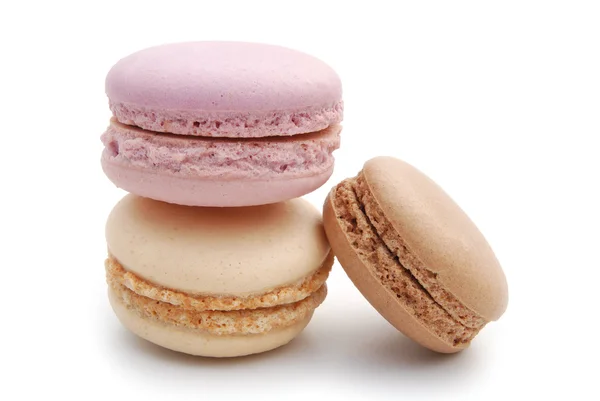 Three macaroons on white with clipping path — Stock Photo, Image