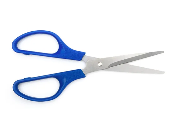 Blue scissors on white with clipping path — Stock Photo, Image