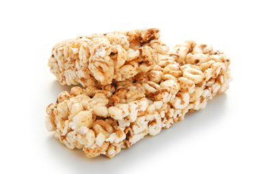 tatlı pirinç puffs bloklar beyaz bir arka plan üzerinde iki adet