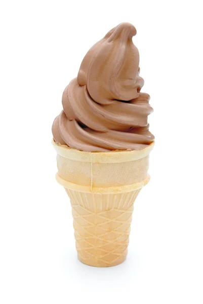 Cono de helado de sabor chocolate en blanco — Foto de Stock