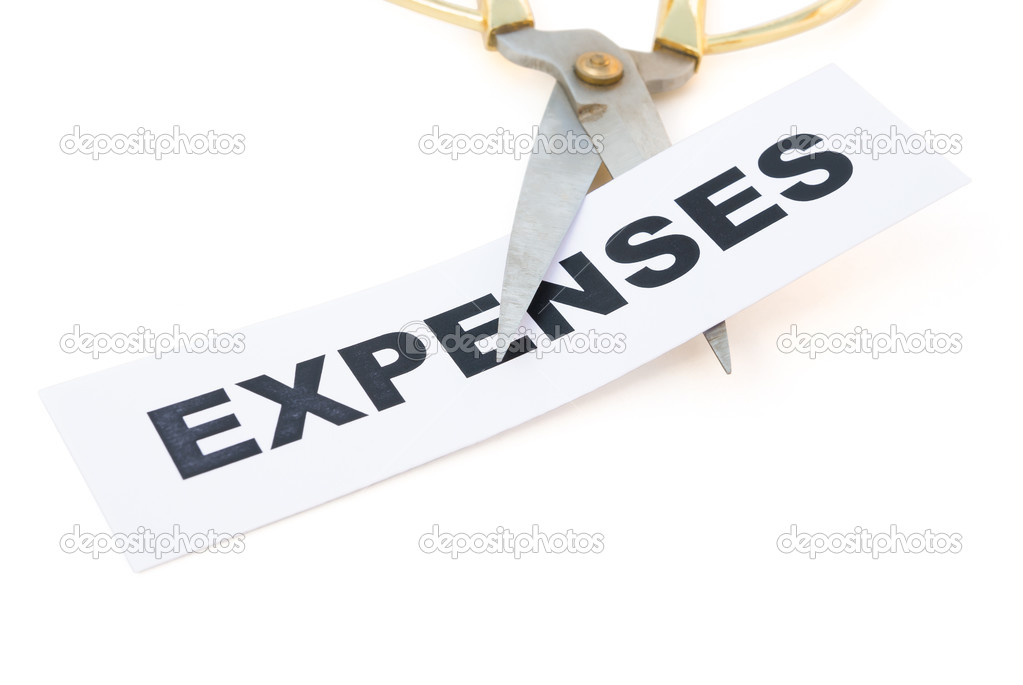 Tag of expenses and scissors with clipping path