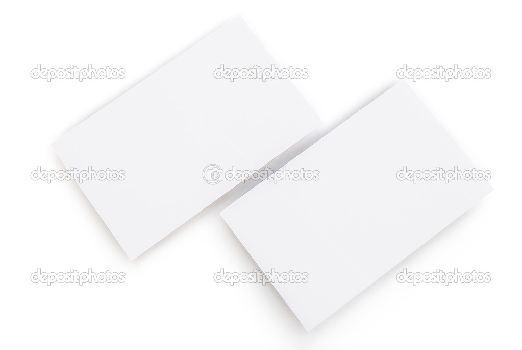Blank business cards on white with clipping path