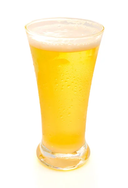 Glass of beer on white with clipping path — Stock Photo, Image