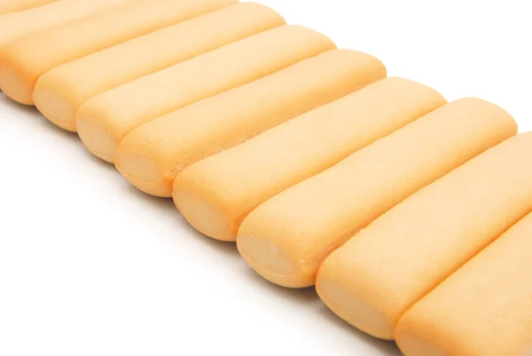 Biscuit sticks line up with clipping path — Stock Photo, Image