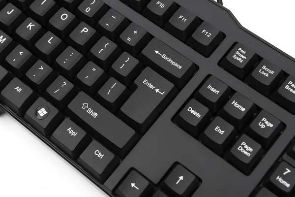 Zwart toetsenbord op witte achtergrond — Stockfoto