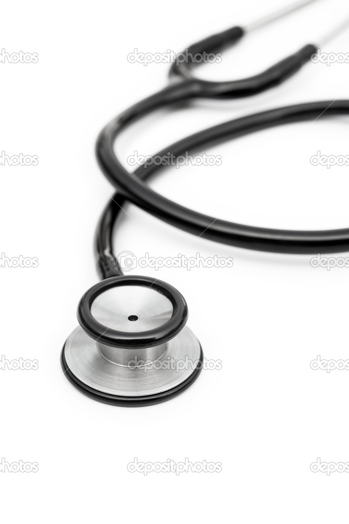 Black stethoscope on a white background vertical