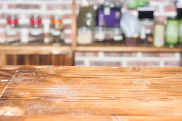 Empty wooden table in cafe background horizontal — Stock Photo, Image