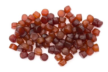 Üstten Görünüm chewy sakız yetişkin beyaz zemin üzerine vitamin ile