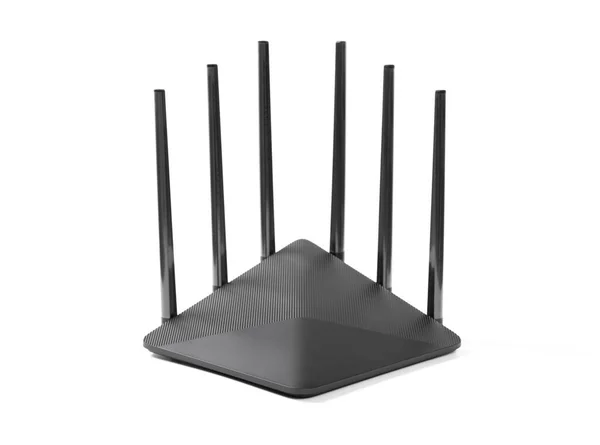 Ein Schwarzer Wifi Router Auf Weißem Hintergrund — Stockfoto