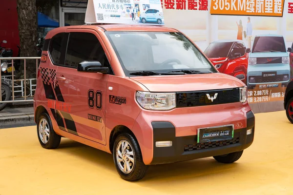 Zhongshan Guangdong Kina Mars 2021 Vinkel Mini Gjord Wuling Motor — Stockfoto