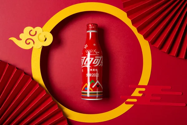 Zhongshan China Fevereiro 2022 Uma Garrafa Coca Cola Especialmente Para — Fotografia de Stock