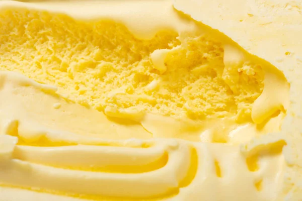 Top View Box Pineapple Flavor Ice Cream Had Been Scooped — стоковое фото
