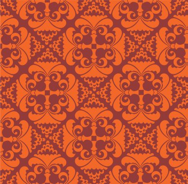 Dikişsiz desen kırmızı bitki motif etnik tarzda