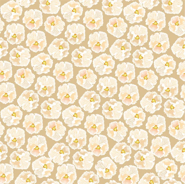 White and beige heartsease floral background. — Stock Vector