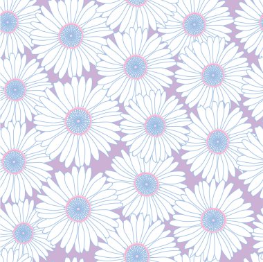 Lila zemin üzerine beyaz papatya ile Seamless Modeli