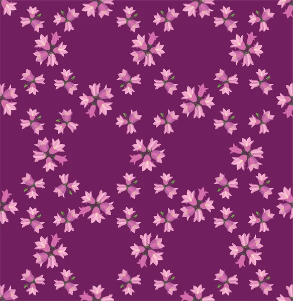 Seamless pattern background with lilac and pink bluebells — Stock Vector