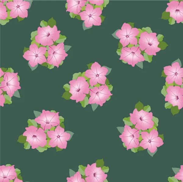 Pétunia fleurs roses sur fond vert — Image vectorielle