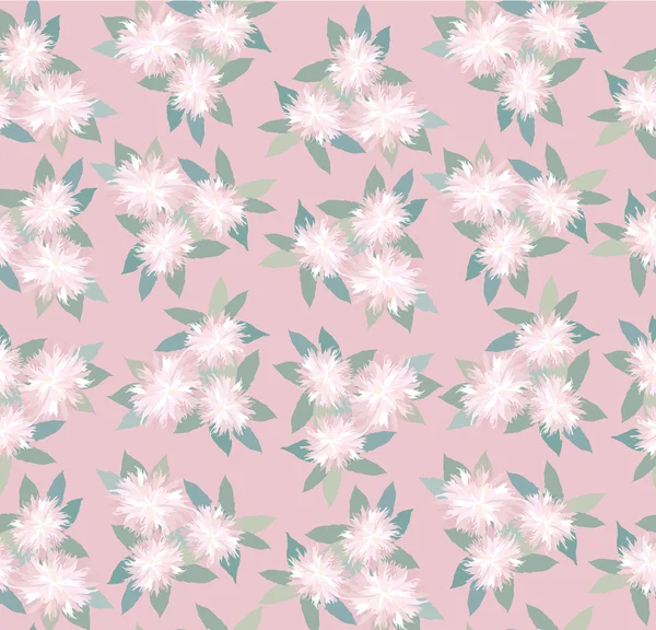 Motivo floreale senza cuciture con fiori bianchi e rosa — Vettoriale Stock