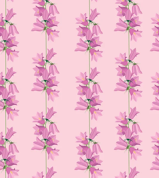 Fundo padrão sem costura com bluebells rosa — Vetor de Stock