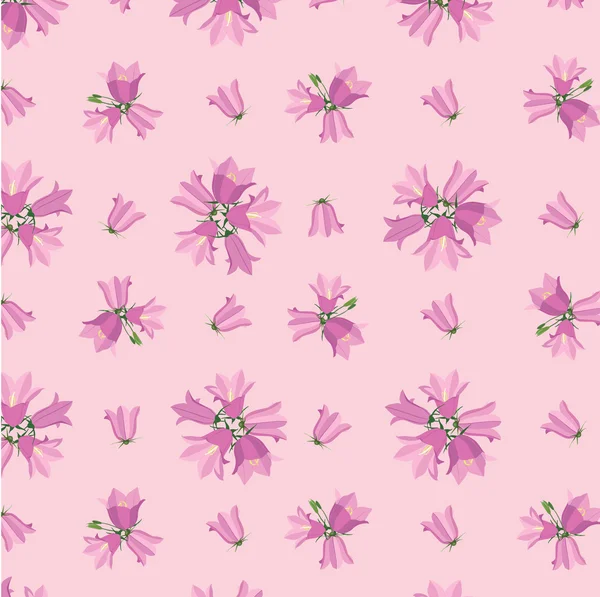 Seamless pattern background with pink bluebells — Stock Vector