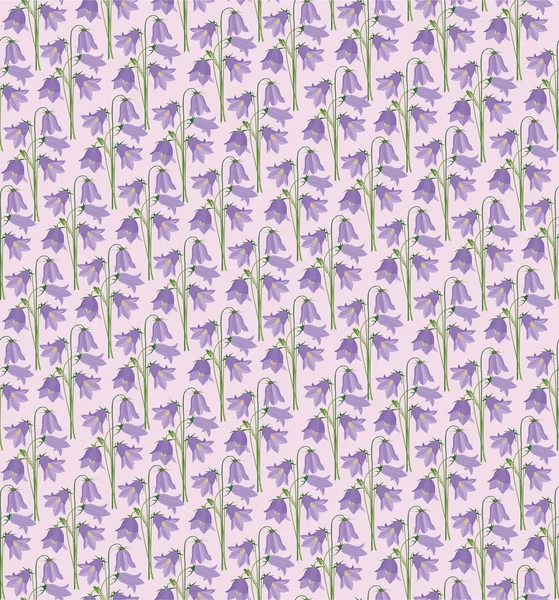 라일락 핑크 bluebells와 원활한 패턴 배경 — 스톡 벡터