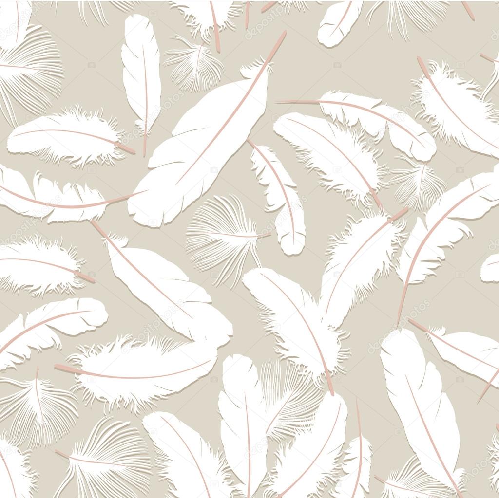 Seamless background with white feathers — Stock Vector © YokoDesign