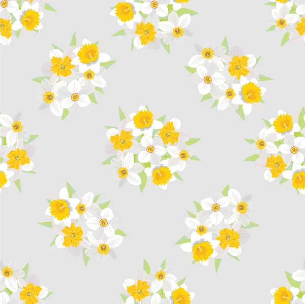 Modèle sans couture avec des fleurs jonquilles — Image vectorielle