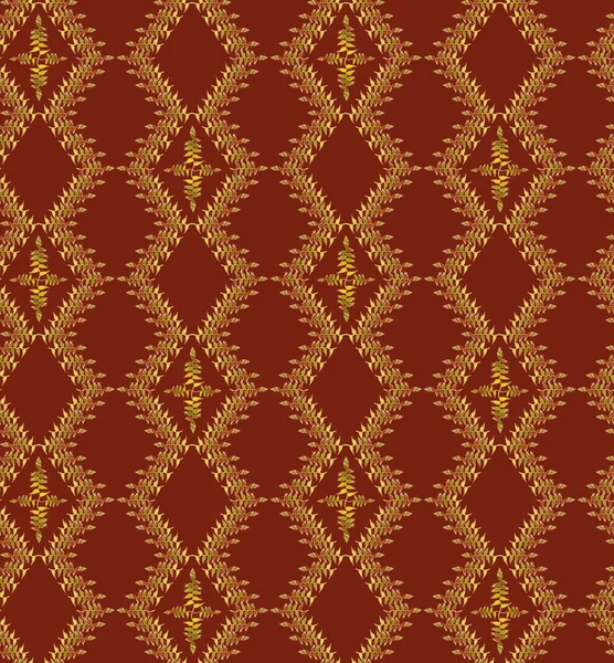 Motif sans couture avec ornement floral sur fond brun — Image vectorielle
