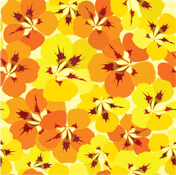 Seamless pattern with red, orange, purple and vinous flowers