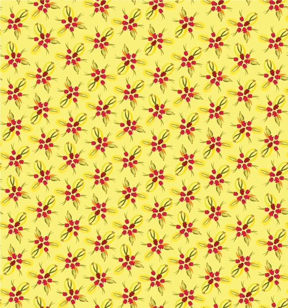 Seamless pattern with plant motif on yellow background, Print — Stock Vector