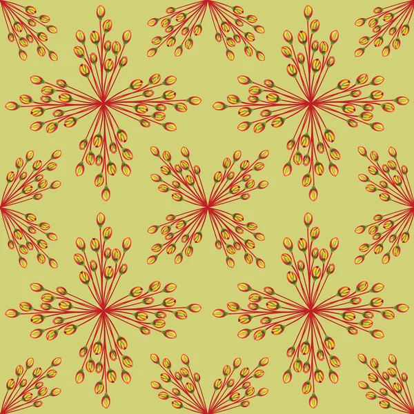 Seamless pattern with floral motif on yellow background, Print — Stock Vector