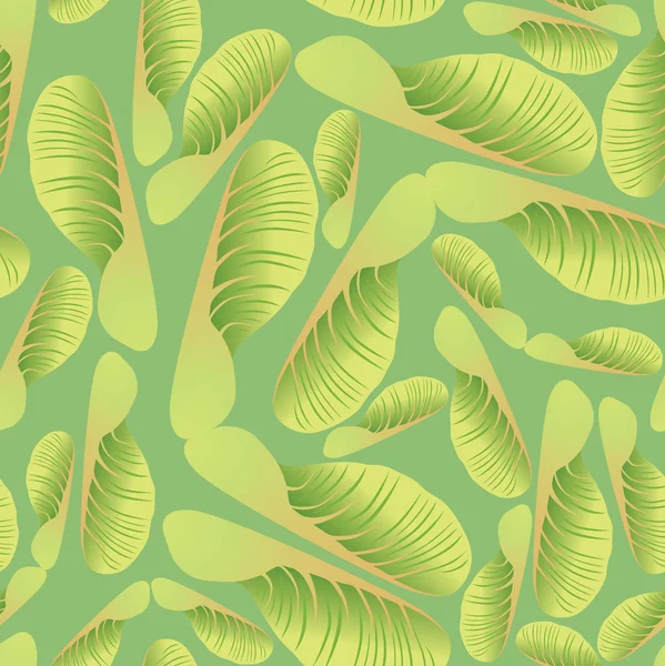 Nahtloses Muster mit Pflanzenmotiv auf grünem Hintergrund — Stockvektor