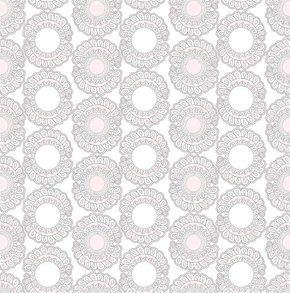 Seamless pattern with pastel lacy circles on white background — Stock Vector