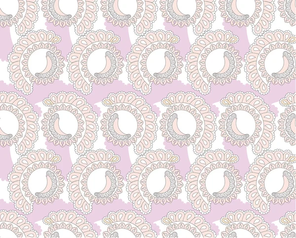 Seamless pattern with lilac lacy ornament on white background — Stock Vector