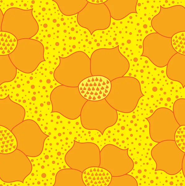Seamless pattern with yellow ornamental flowers — Stock Vector