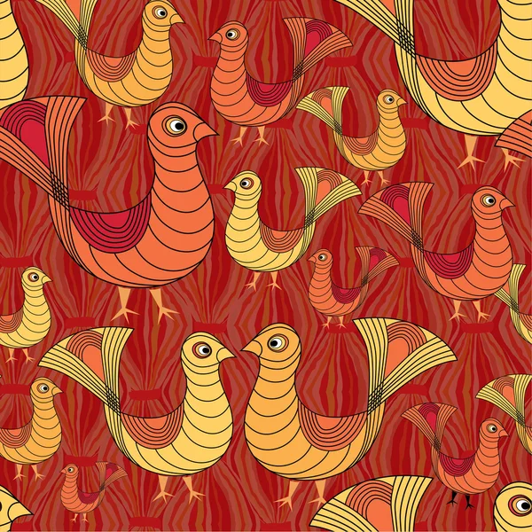 Seamless pattern from birds in ethnic graphic style — Stock Vector