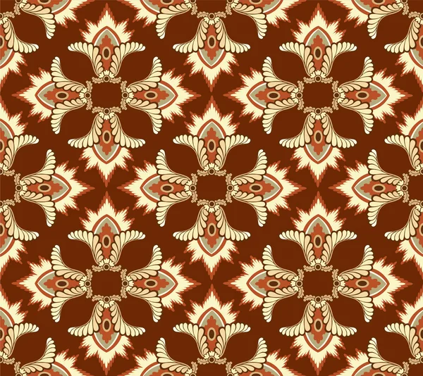 Seamless pattern with floral ornament on brown background — Stock Vector