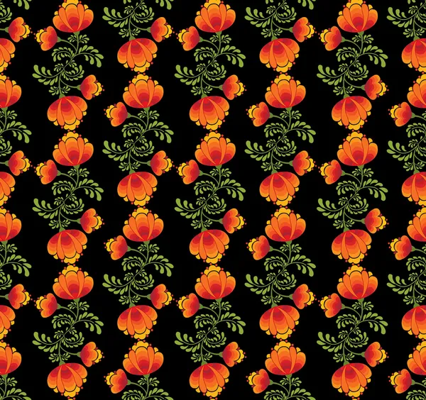 Floral pattern seamless. Flower vector motif on black background. Elegant wallpaper. — Stock Vector