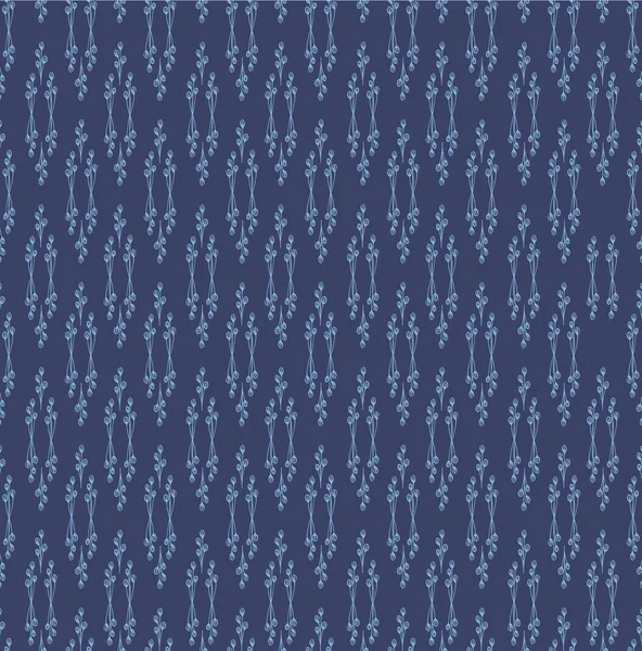 Naadloze patroon met bladeren en zaden op blauwe achtergrond — Stockvector