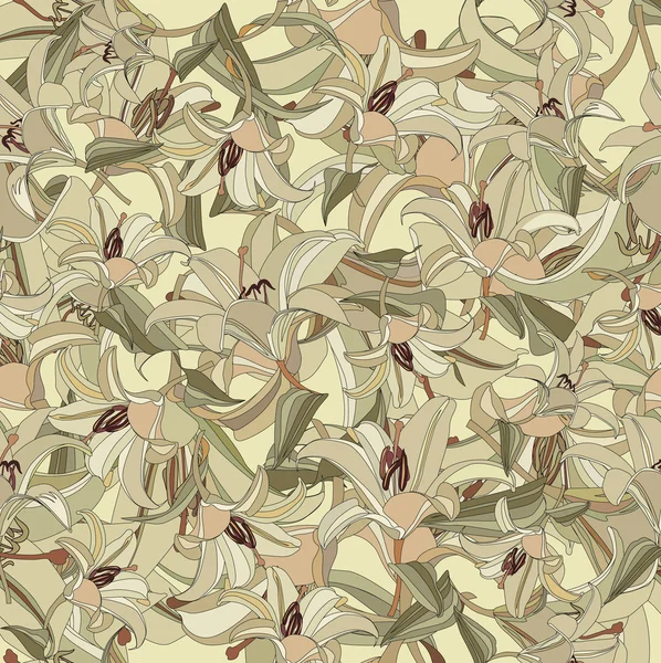 Motif floral sans couture avec des fleurs douces lis — Image vectorielle